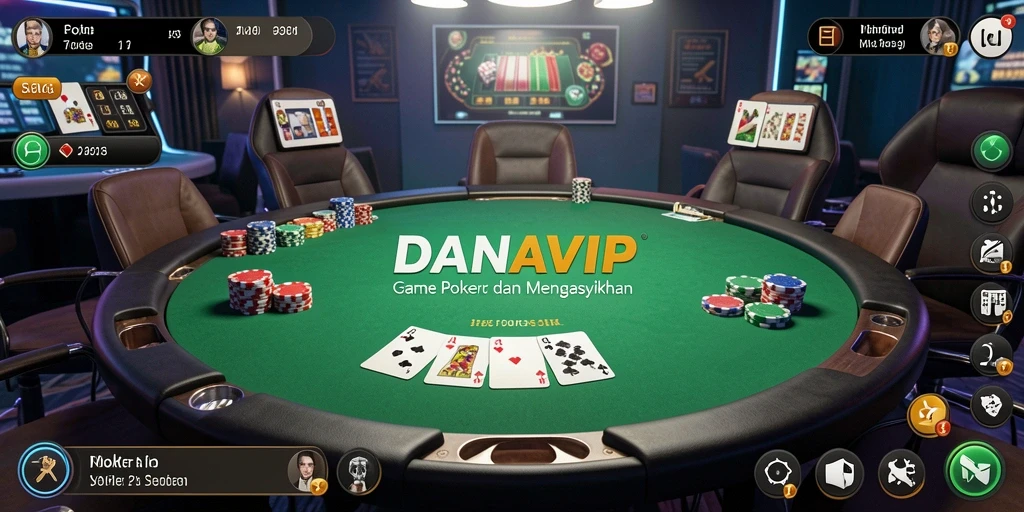 Tampilan gameplay poker yang menarik dan interaktif.