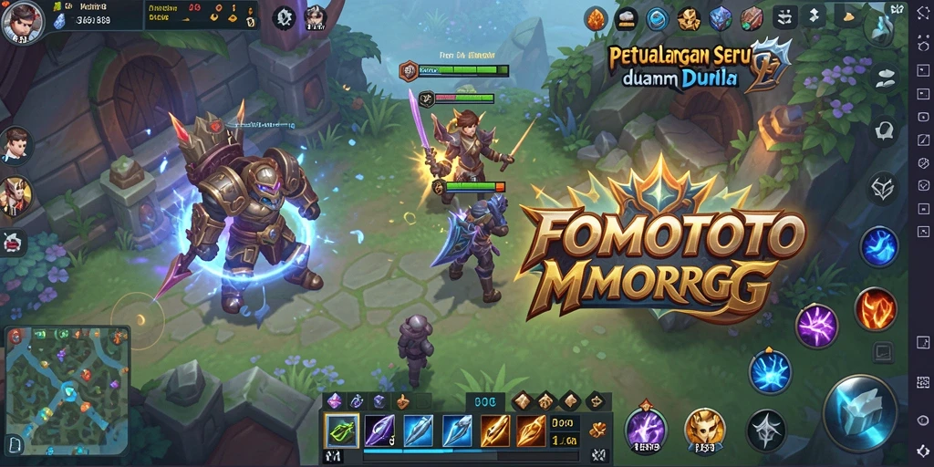 Screenshot FOMOTOTO menampilkan pertarungan seru di dalam dunia MMORPG.