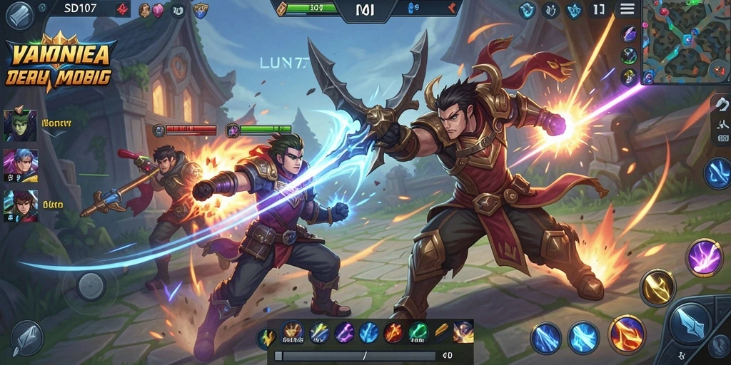 Screenshot gameplay SD107 menampilkan aksi seru dalam pertandingan MOBA.