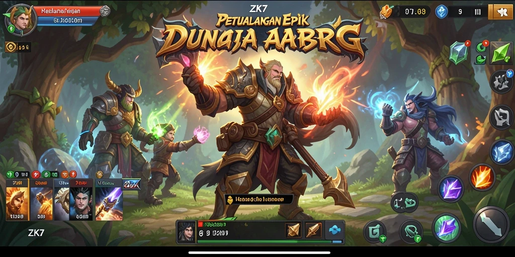 Tampilan gameplay ZK7 dengan pertarungan mendebarkan dalam dunia fantasi.